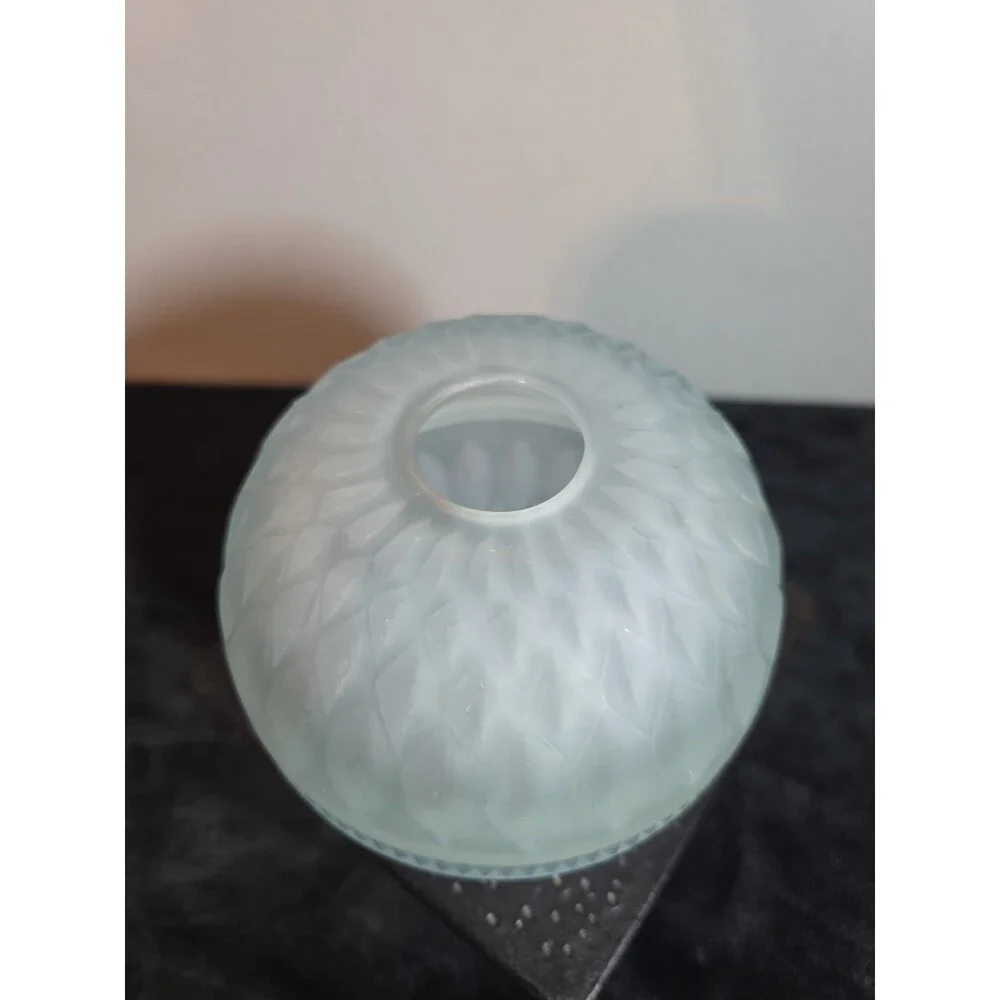 Vintage Indiana Glass Co. Mt. Vernon Fairy Lamp Frosted Blue Satin Diamond Point